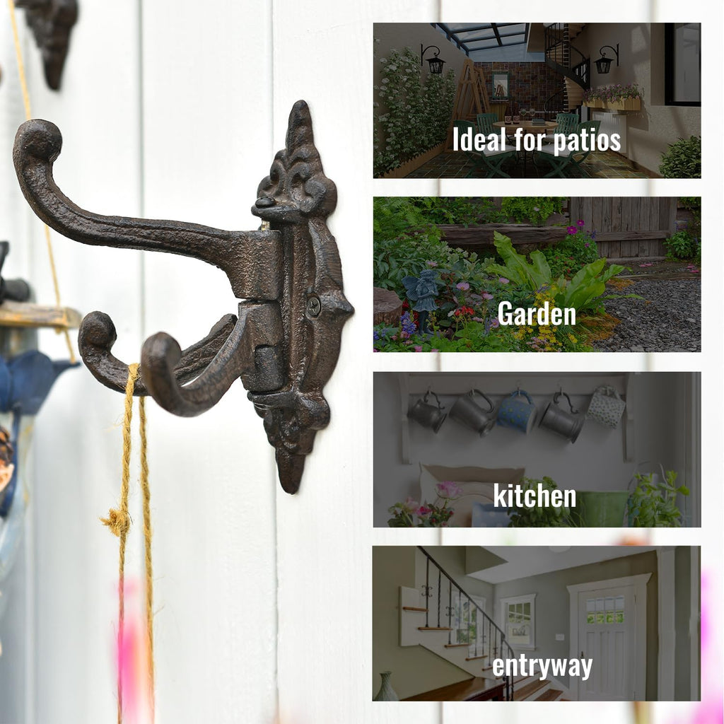 Sungmor 2-Pack Cast Iron 3-in-1 Flexible & Functional Swivel Wall Hook