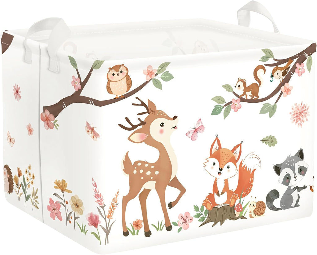 Clasty Animal Flower Kid Storage Basket Foldable Laundry Hamper, 36L Fox