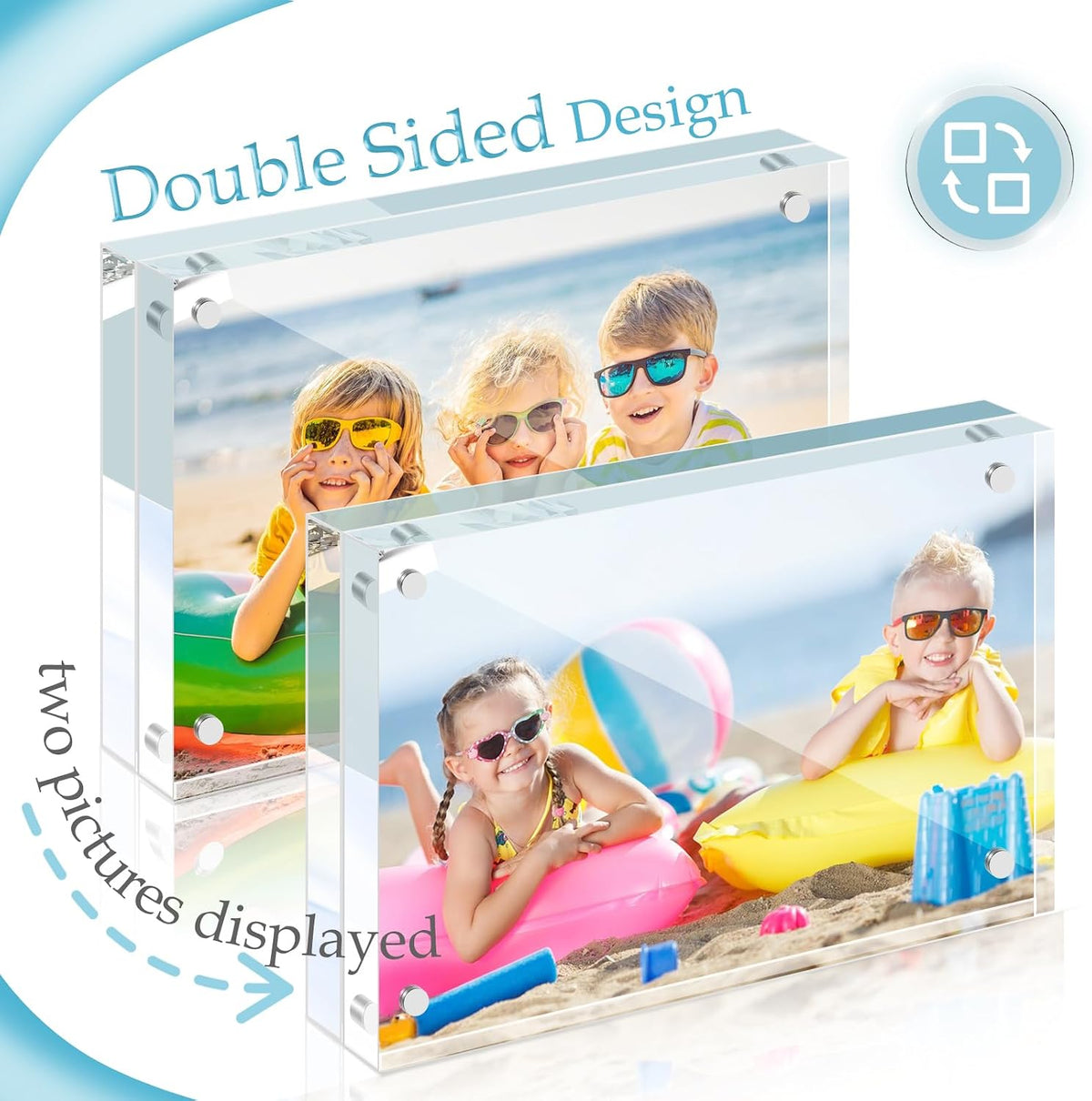 3 Pack 4x6 Acrylic Picture Frames, Premium Acrylic Photo Frame, Double-Sided Magnetic Picture Frames Clear Thickness Lucite Frameless Transparent Square Frame Gift for Home Office Desktop Display