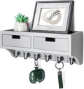 Rebee Vision Key Holder Wall Mount with 2 Drawers for Entryway, Light Gray