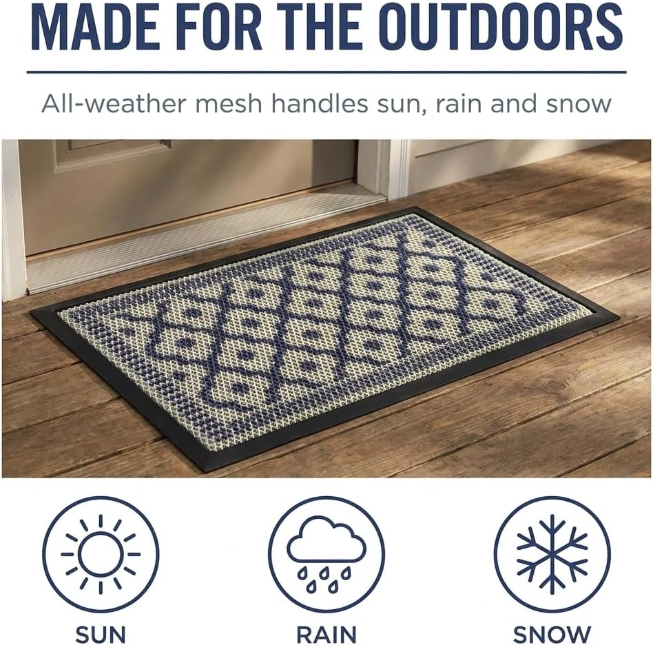 Muddy Mat® Meshy Mat® Door Mat Heavy-Duty Quick-Dry Floor Mat, Sand & Dirt Trapper for Indoor & Outdoor, Ideal for Entrance, Mudrooms,Patios & Garages,Low-Profile,Non-Slip,Washable– Tile 16"x24"x0.4"