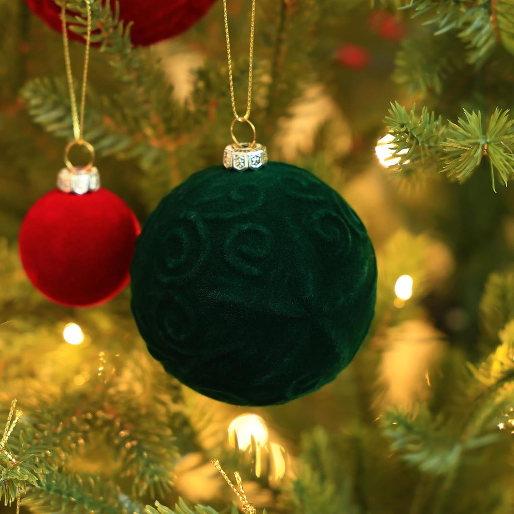 36Pcs Velvet Shatterproof Christmas ball Ornaments Set(Dark Green)