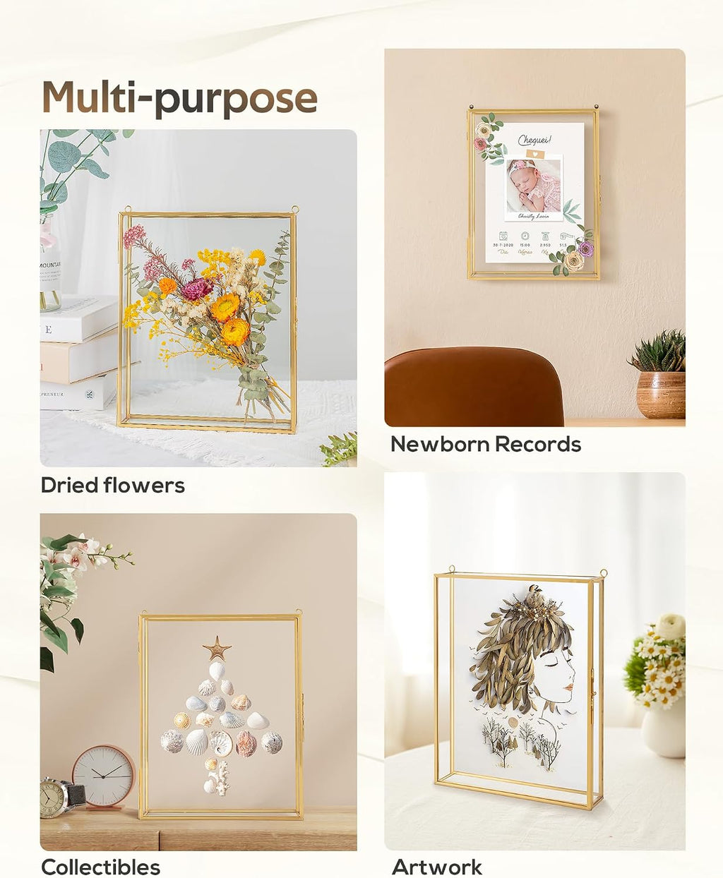 Shadow Box Frame 8x10, Deep Glass Shadow Box Display Case, 3D Shadow Boxes Picture Frame for DIY Wedding Dried Flowers, Memories, Tickets and Photos