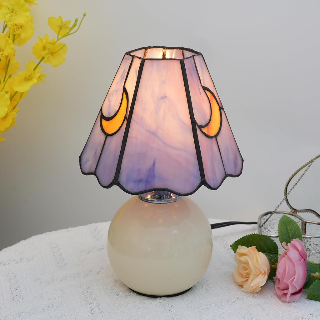 Tiffany Lamp Stained Glass Table Lamp Moon Mushroom Cute Small Bedside lamp Living Room Dining Room Office Decoration Desk lamp Home Decoration Creative Gift Scene Prop