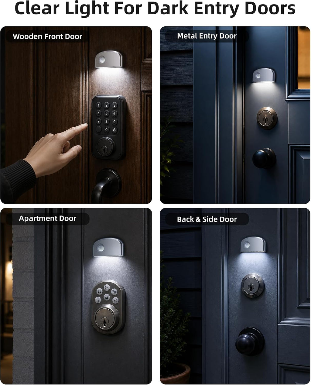 Keyhole Light, Small Motion Sensor Light, Magnet Door Lock Light, Silver