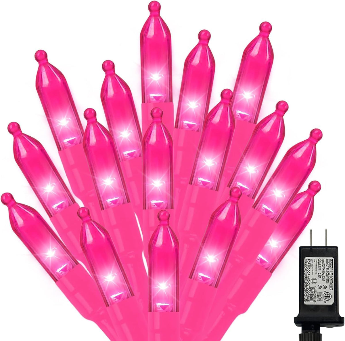 LAMPHOME 300 LED Pink Christmas String Lights, 99FT 16Modes Valentine Room Lights, connectable Plug in Indoor Outdoor for Christmas Bedroom Valentines Party Decoration