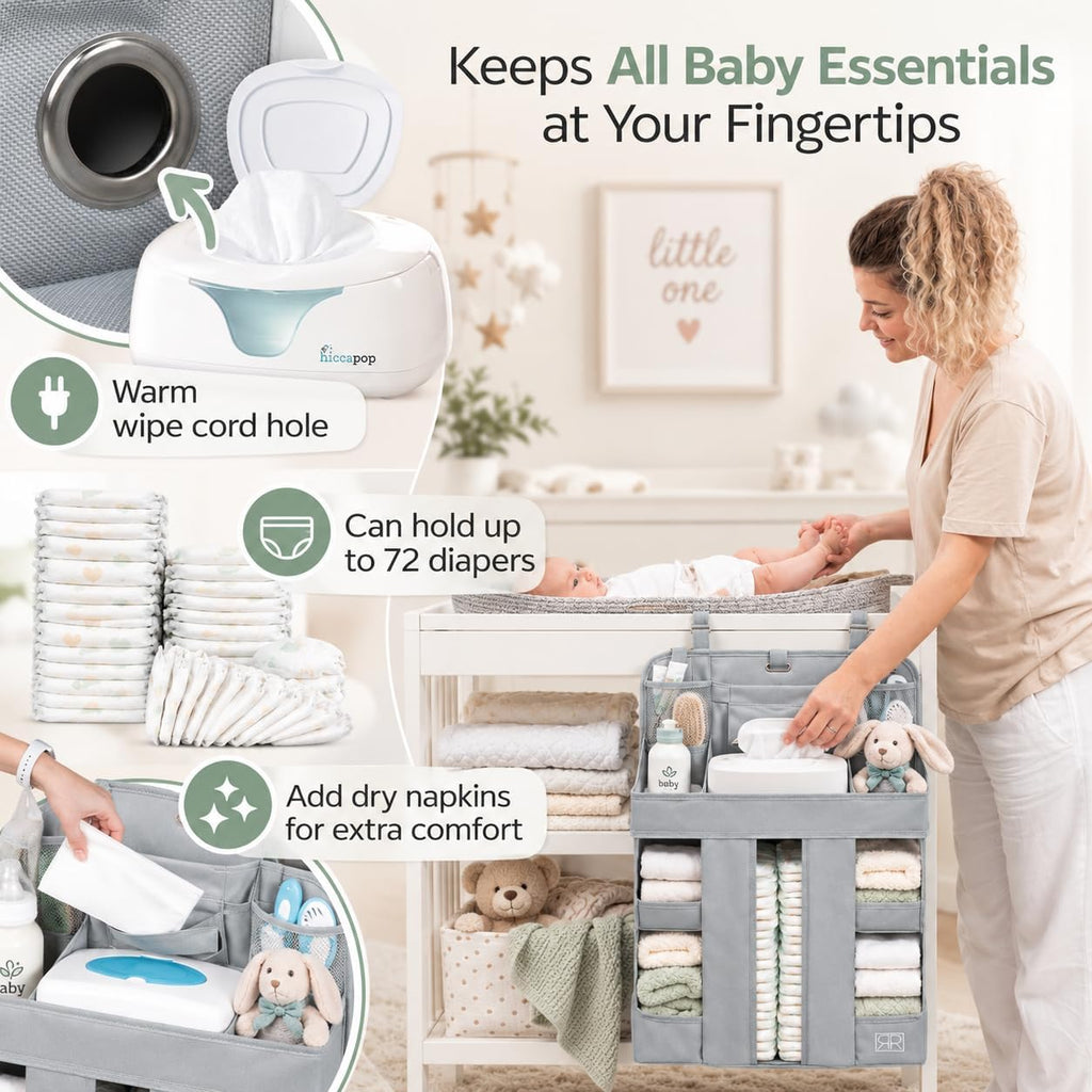 Hanging Diaper Caddy Organizer – Baby Crib Organizer & Nursery Storage