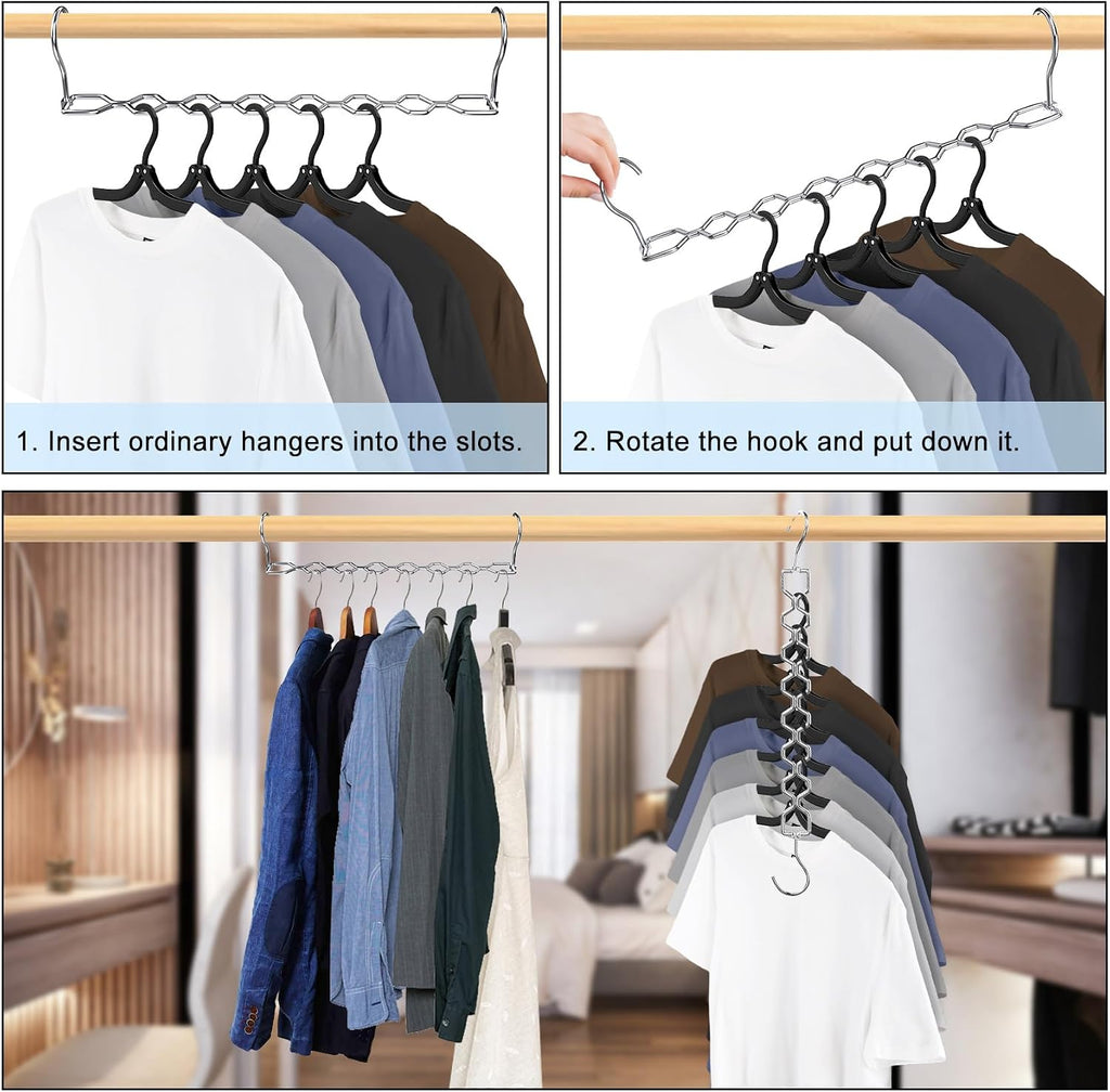 Space Saving Hangers for Clothes 6 Pack Sturdy Metal Hangers Heavy Duty