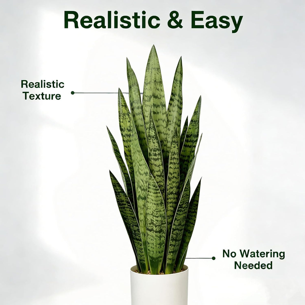 2.3FT Fake Snake Plant 27in Sansevieria Potted Plant in White Pot