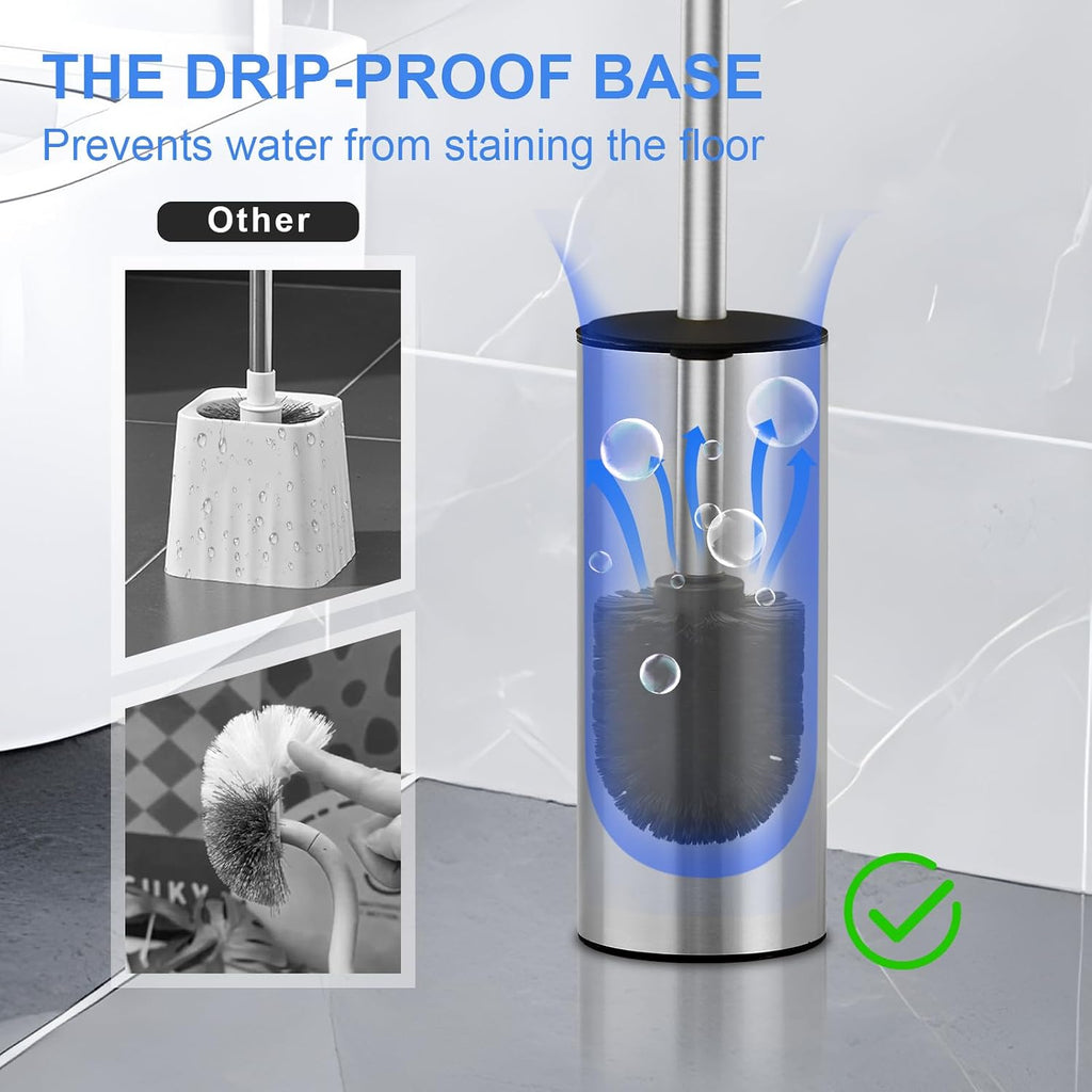 04 Stainless Steel Toilet Bowl Cleaner Brush and Holder Set