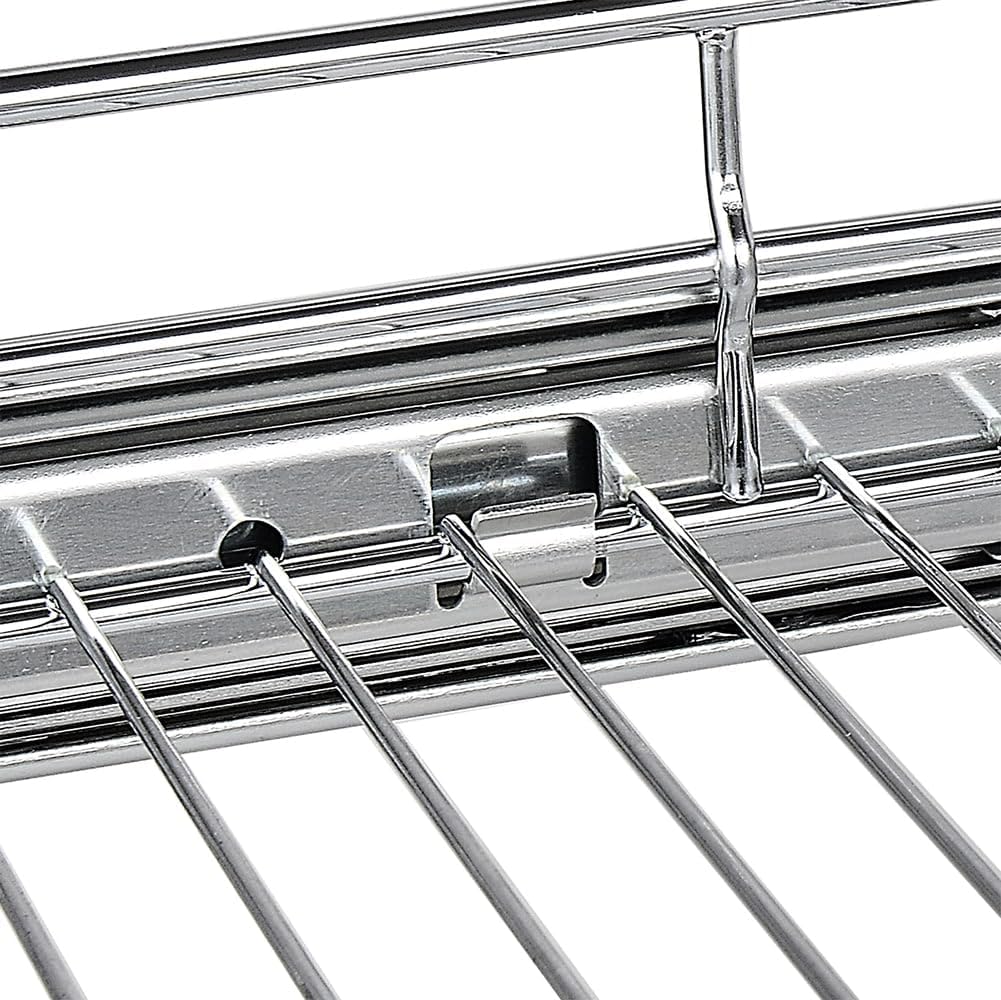 OCG Pull Out Cabinet Organizer 2 Pack (12" W x 21" D), Pull out Shelves 1 Tier, Cabinet Slide Out Shelves for Base Cabinet Organization in Kitchen Bathroom Pantry, Bottom Mount, Chrome Finish