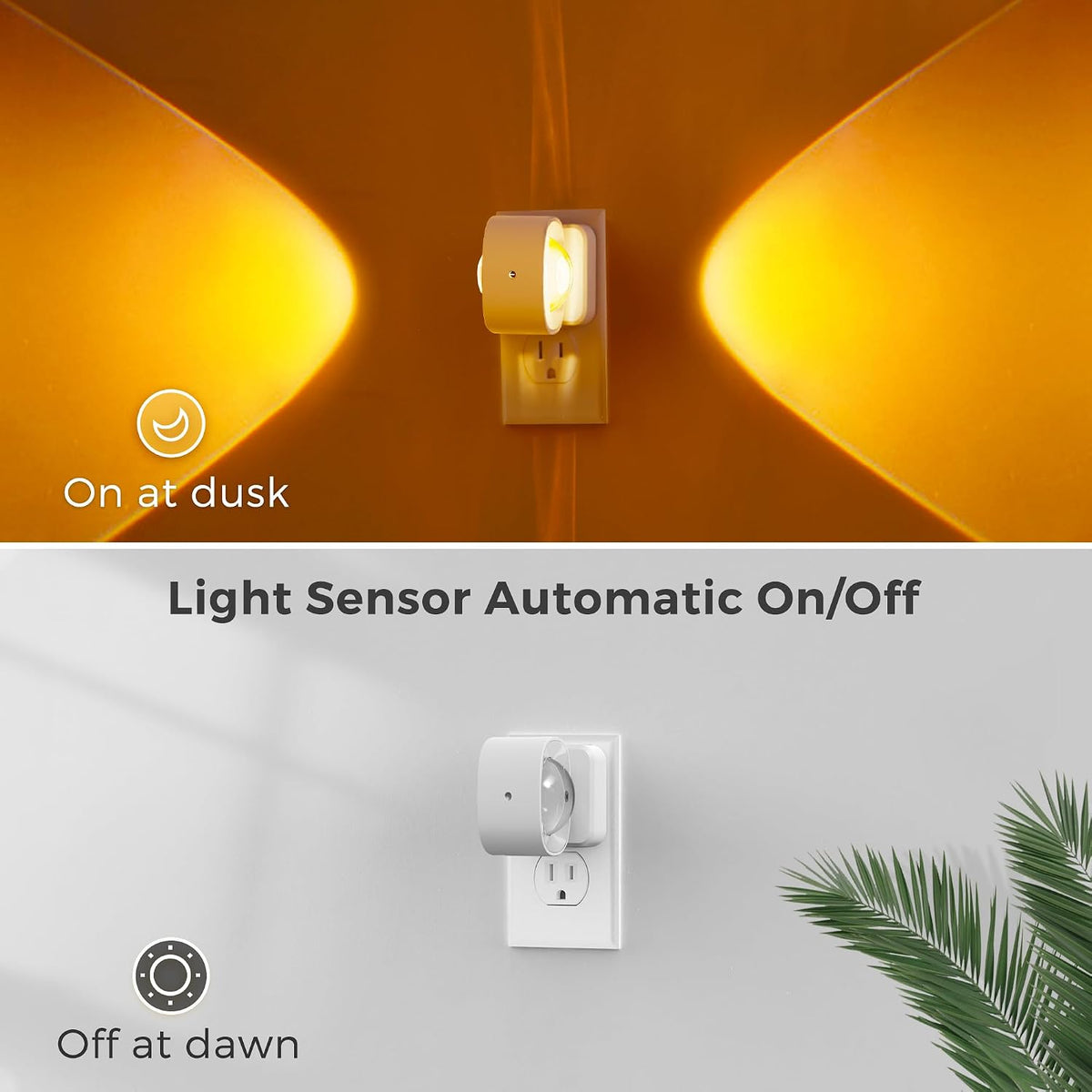L LOHAS LED Night Light Projector, Night Lights Plug into Wall 3CCT 2 Pack