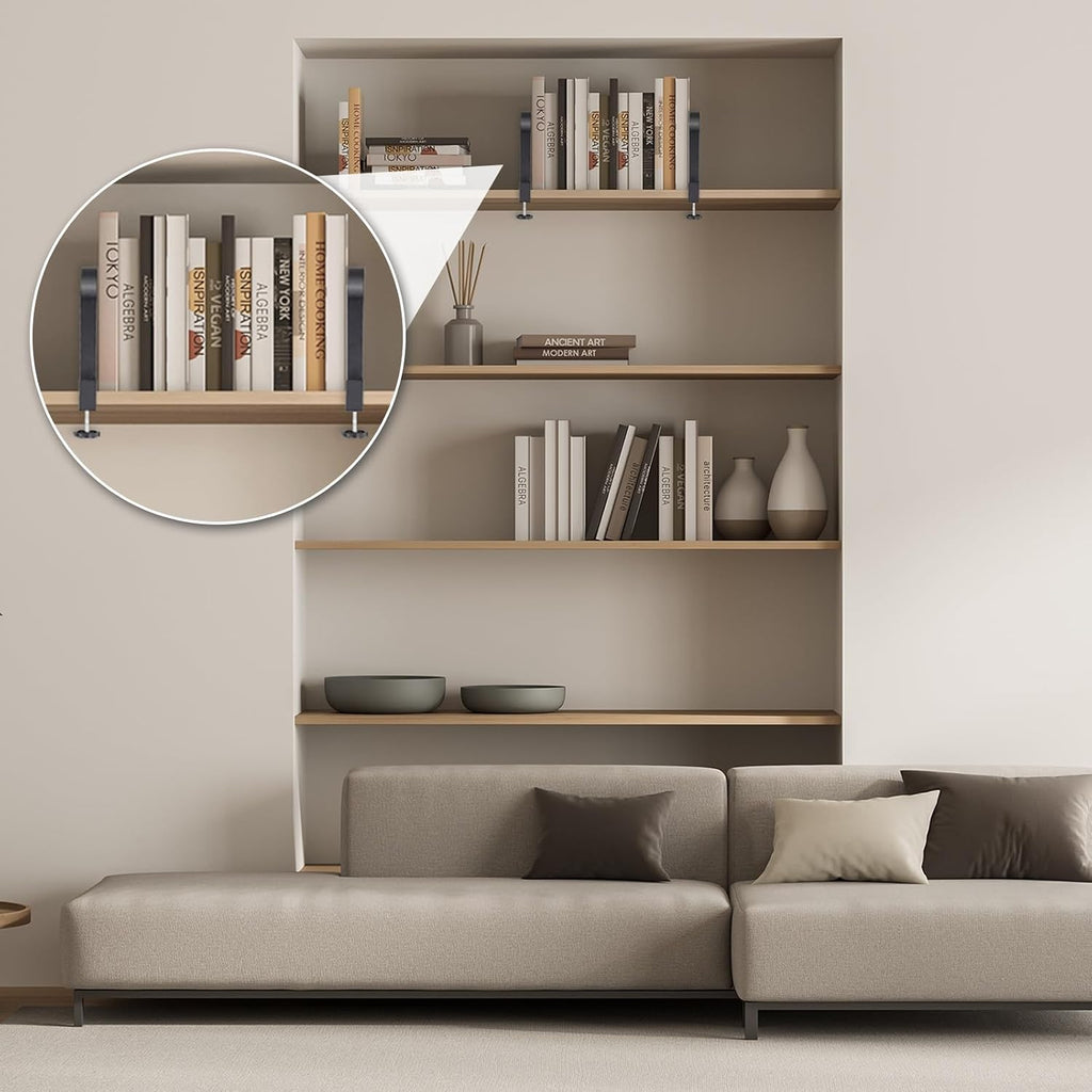 PATIKIL Adjustable Book Ends for Shelves Black 4 Pcs
