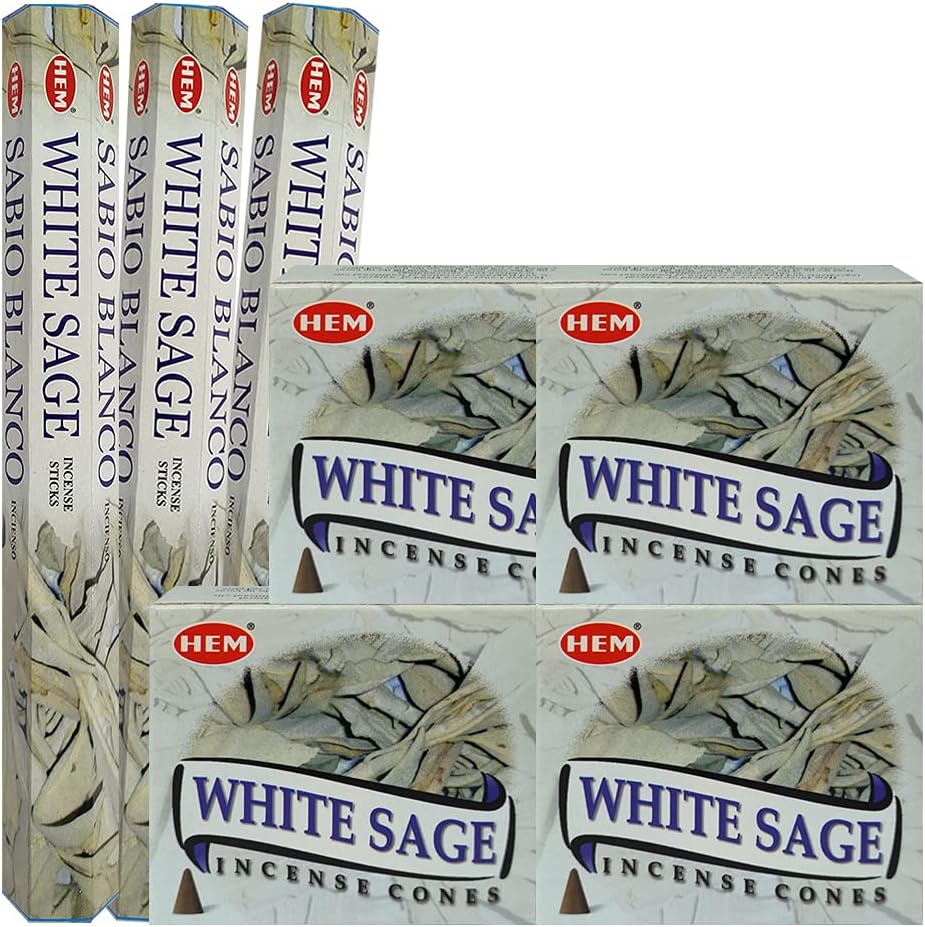 White Sage Incense Sticks and Cone Incense Holder Variety Pack Bundle insence insense insienso