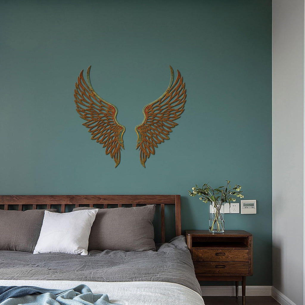 DUOOLN Angel Wings Metal Wall Decor Art, Abstract Butterfly Sculpture-Gold