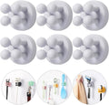 iBetterLife 6Pcs Toothbrush Holders for Bathrooms - Self-Adhesive Wall Mount to Mirror for Clipping & Hanging Shower Razor Towel Plug Cable, Utility Hooks for Home Kitchen Office Dorm Room Essentials