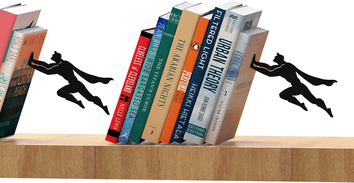 Artori Design Bookends - Decorative Book Ends for Shelves, 2X Super Hero