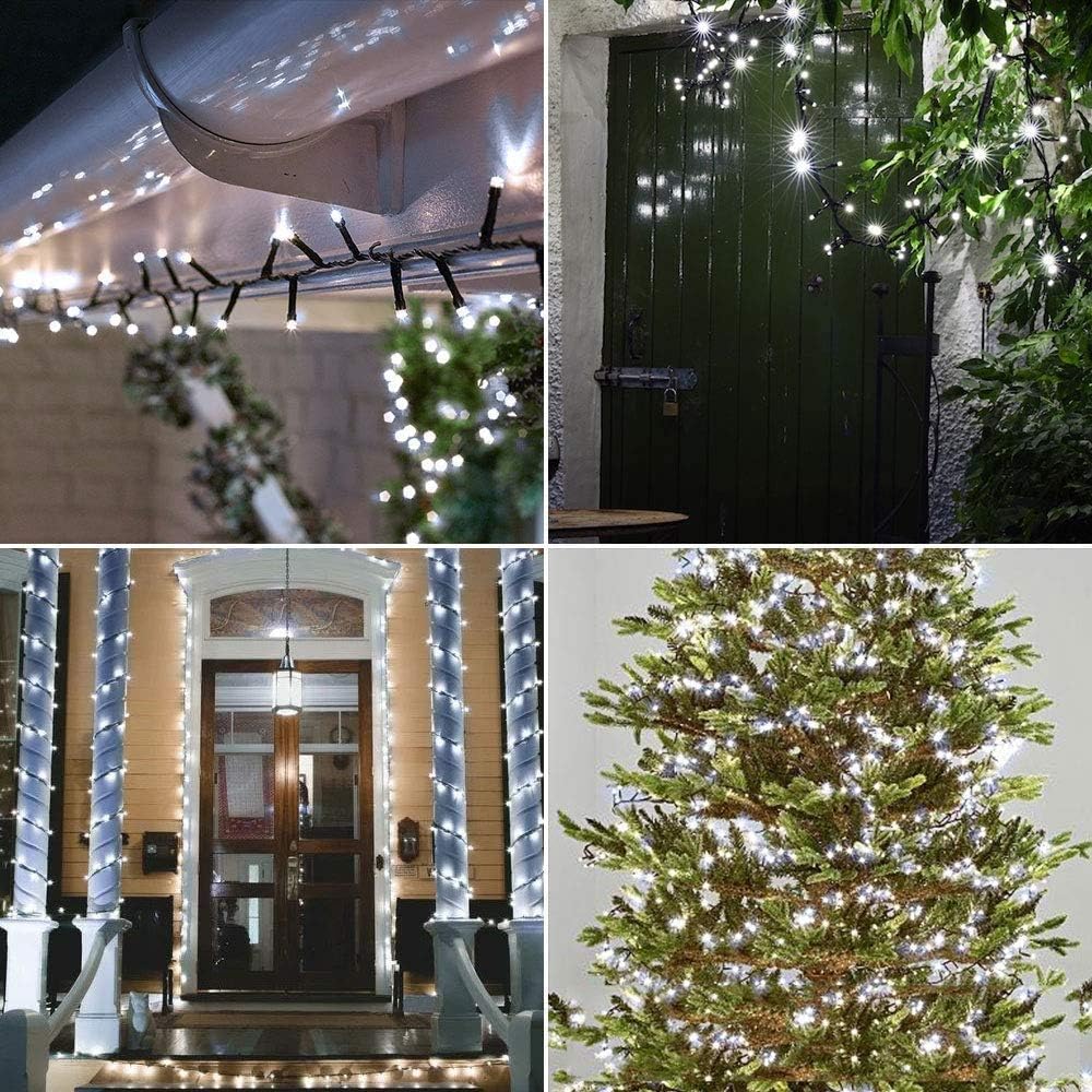Christmas Decorations Outdoor String Lights - 25m/82ft 220 LEDs Memory Function 8 Modes End-to-End Extendable Plug in Waterproof Fairy Light for Thanksgiving Halloween Wedding Patio Decor - Cool White