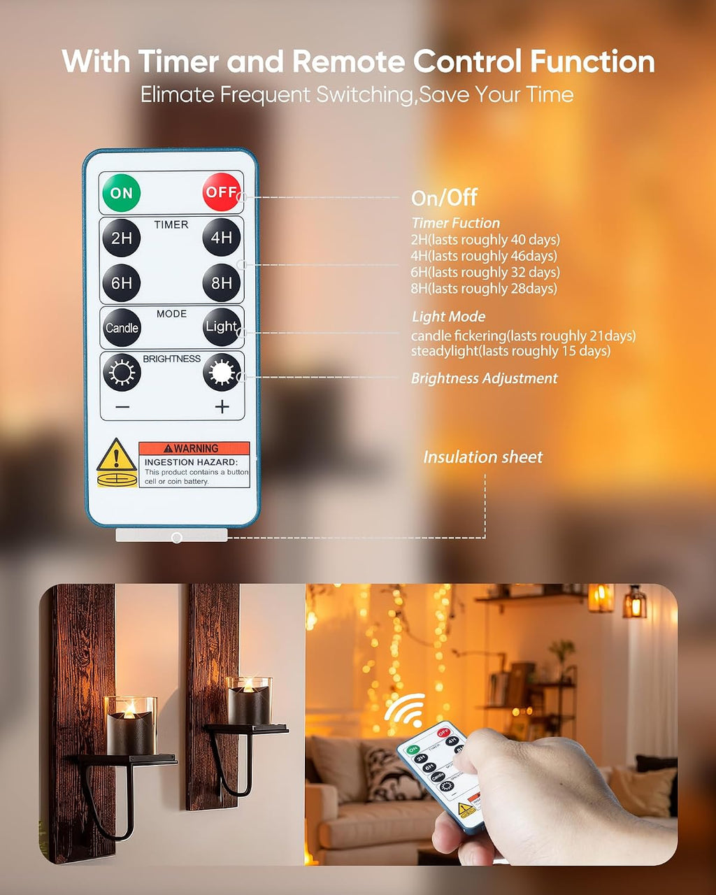 Homemory Black Flameless LED Votive Tealight Candles & Timer Remote, 24Pack