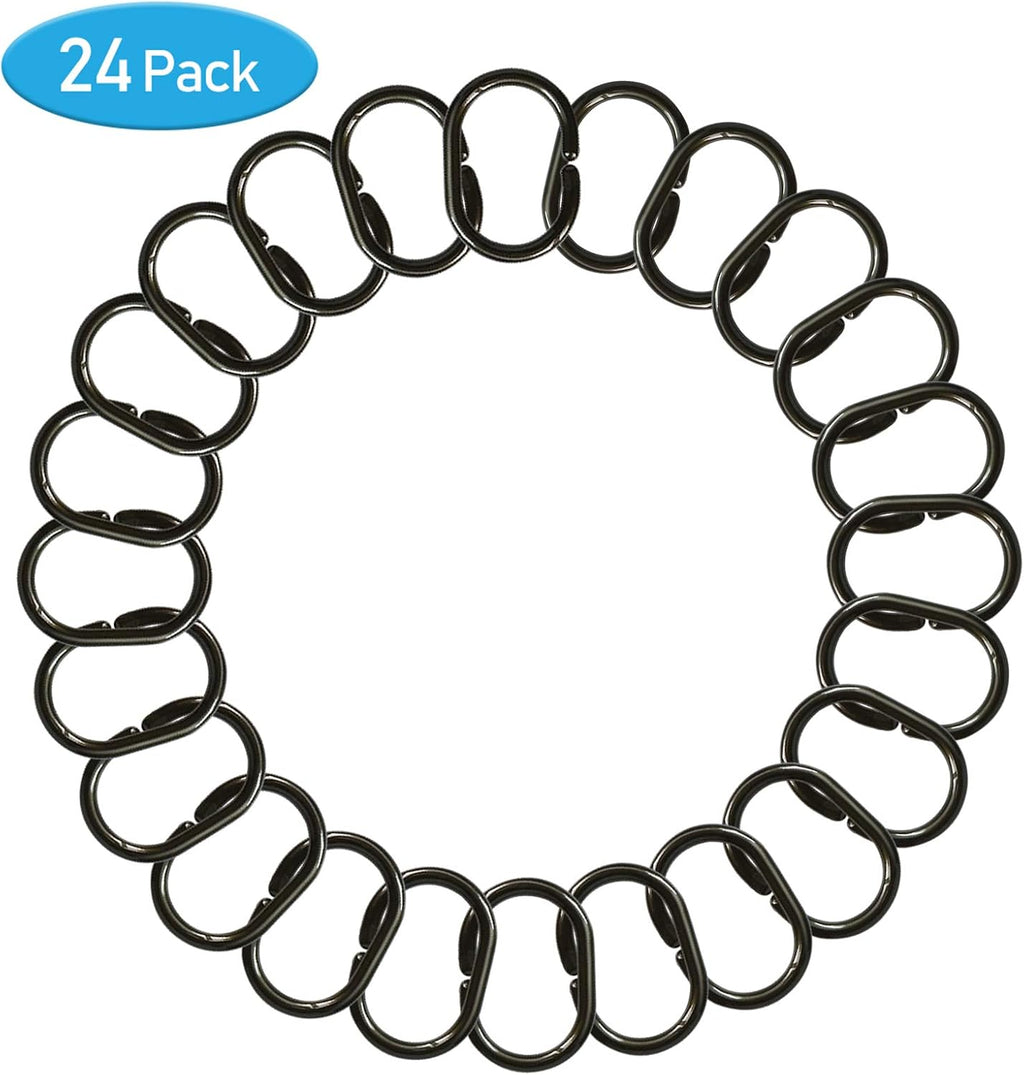 24 pcs Shower Curtain Rings Plastic Shower Curtain Hooks C-Shaped Rings Hook Hanger Bath Drape Loop Clip Glide Bathroom Shower Window Rod (Bronze)