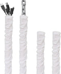 White Fabric Cord Cover, 2 Pcs 6 Feet and 2 Pcs 4 Feet Chain Cable Sleeve, Chandelier Lighting Wire Cord Cover for Lamps Light Fixtures Lighting Wires Cable Management, Pleat Effect