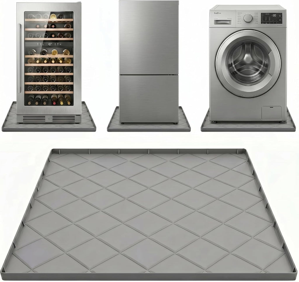 Washing Machine Drain Pan Silicone Mat, 32"x30" 1" Raised Edges Non-Slip Waterproof Washer Drip Tray for Under Washer & Dryer,Anti-Vibration Floor Protector for Refrigerator,Water Dispenser