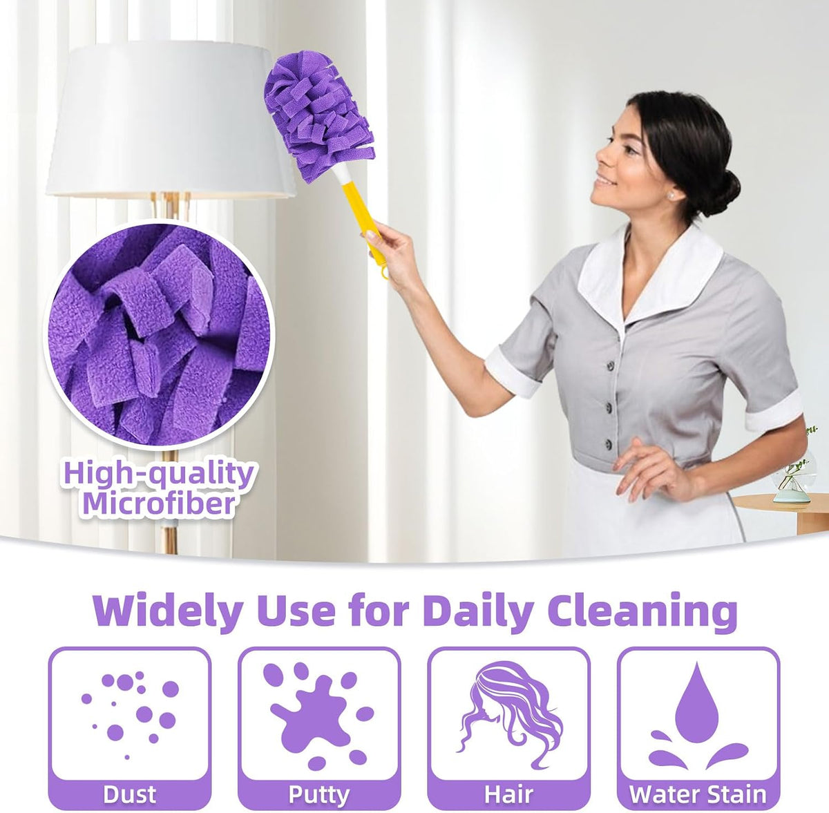 12 PCS Microfiber Reusable Duster Refills for Swiffer Duster
