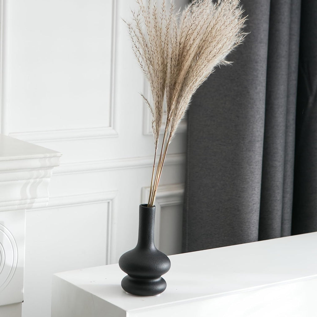 JOJUNO Black Bud Vases, Small Ceramic Vase Set of 5 Modern Home Decor