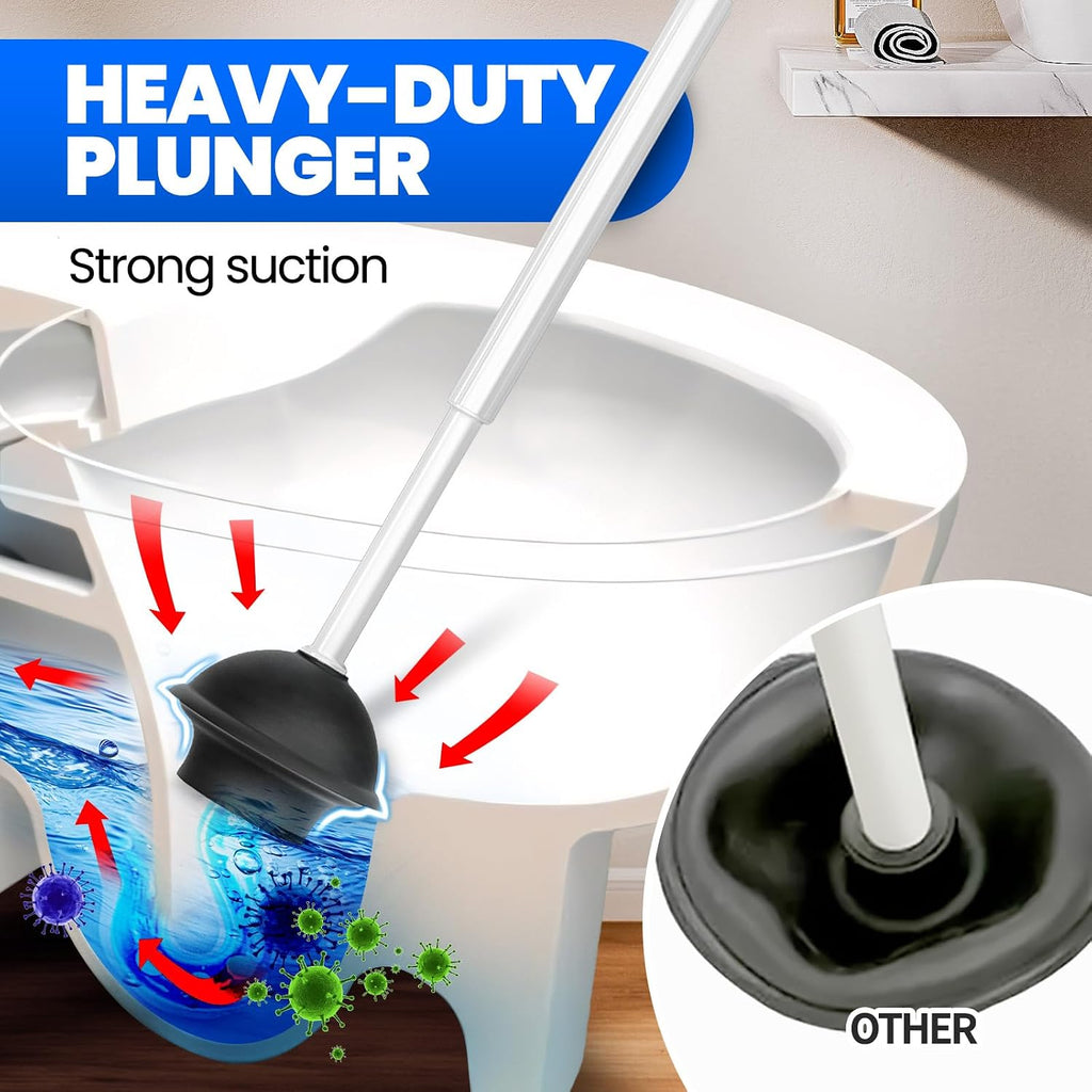 4in1 Toilet Plunger and Brush Set - Home Bathroom Cleaning Tools