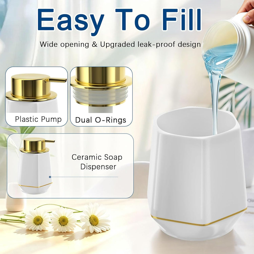 Natheeph 12oz Ceramic Foaming Soap Dispenser for Bathroom Kitchen Liquid