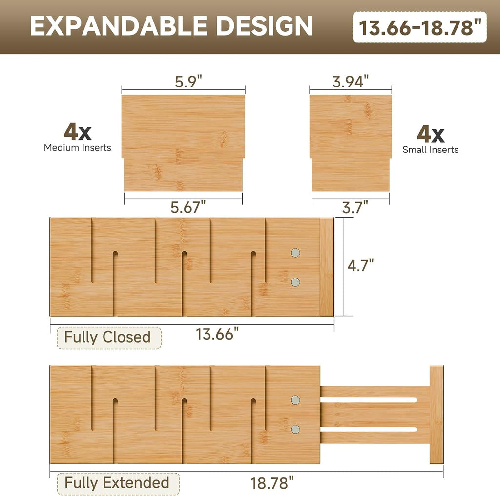 Deep Drawer Dividers For Clothes,Expandable Drawer Organizer (4, Short)