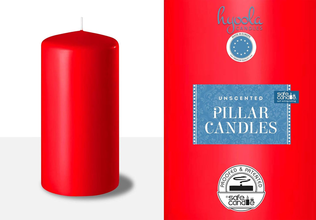 HYOOLA Red Pillar Candles 2-inch x 4-inch - 24 Pack Unscented Bulk Pillar Candles - European Made