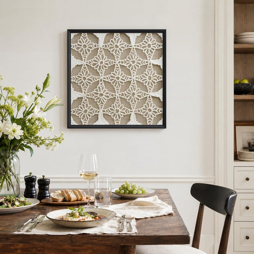 FOLKOR 24" Framed Black and White Abstract Wall Art Decor for Living Room