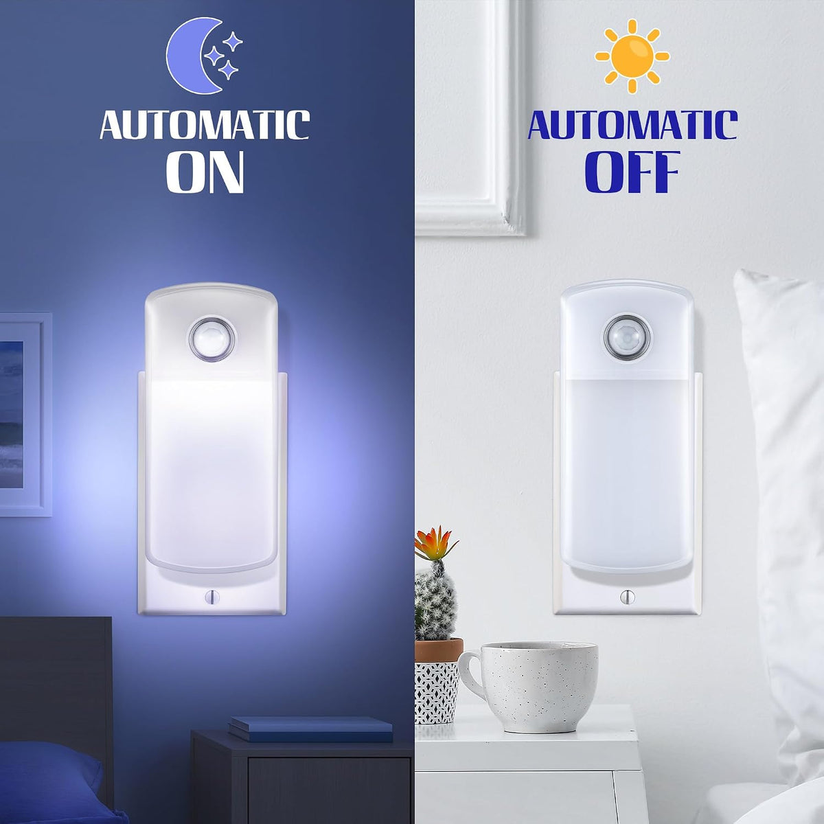 Enhon Emergency Power Failure 5-in-1 Multi Color LED Night Lights, 6 Pack