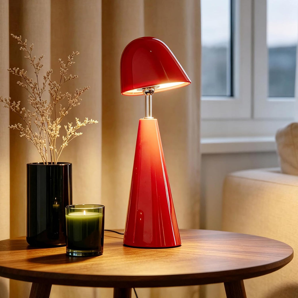 Modern Red Table Lamps , Cordless Rechargeable Desk Lamp，for Living Bedroom