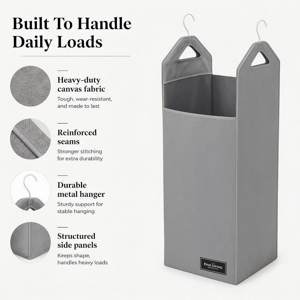 TFLC Hanging Laundry Hamper bag, Portable Clothes Hampers for Laundry, Gray