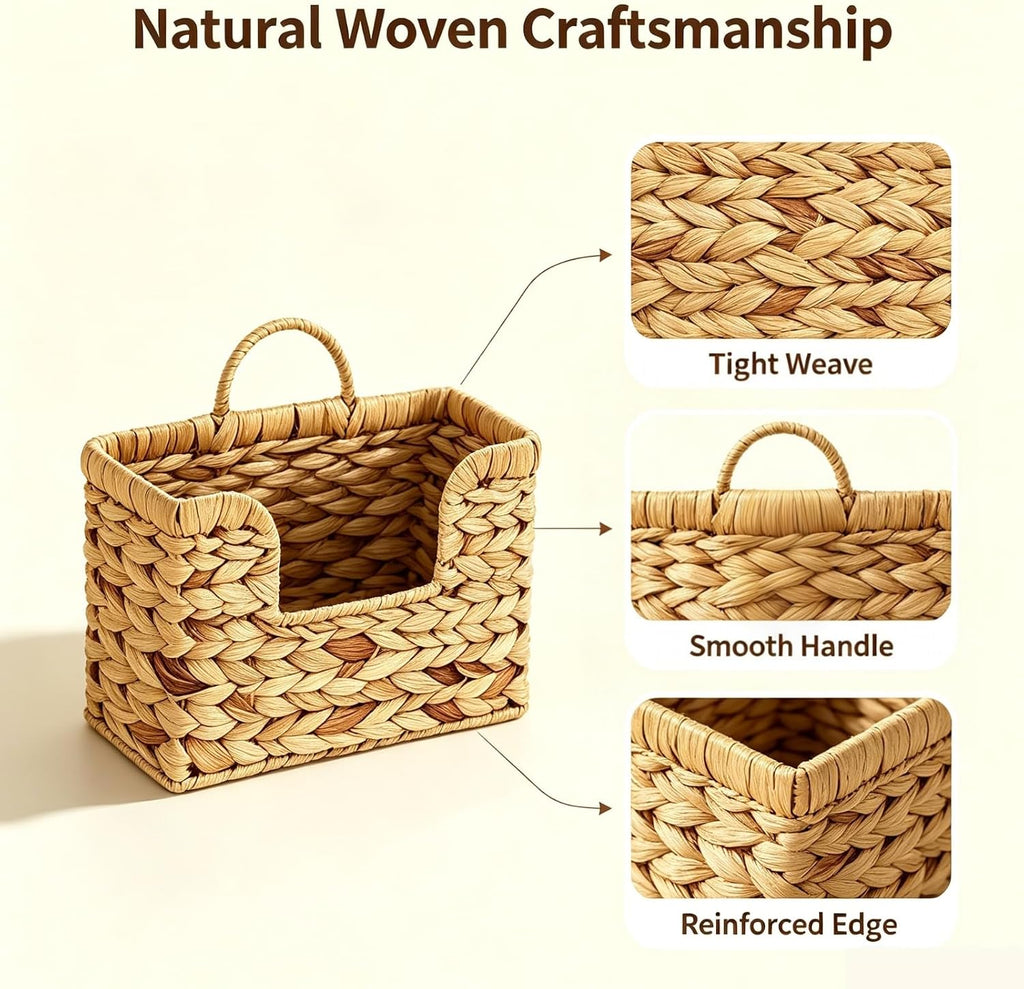 2 Pcs Hanging Magazine Basket, Woven Wall Mail Holder Organizer with Handle