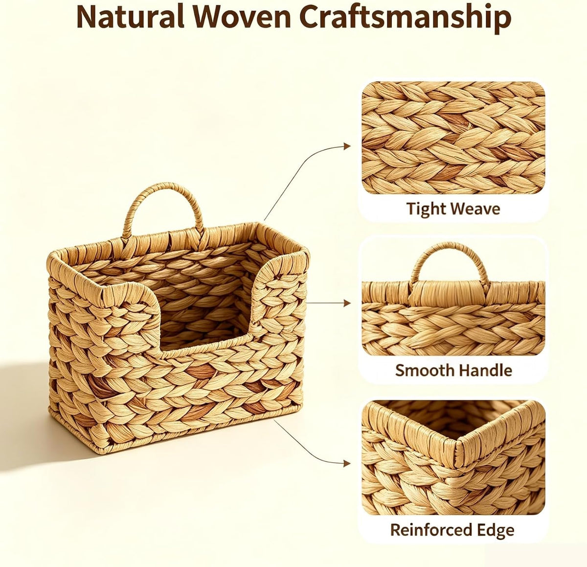 2 Pcs Hanging Magazine Basket, Woven Wall Mail Holder Organizer with Handle