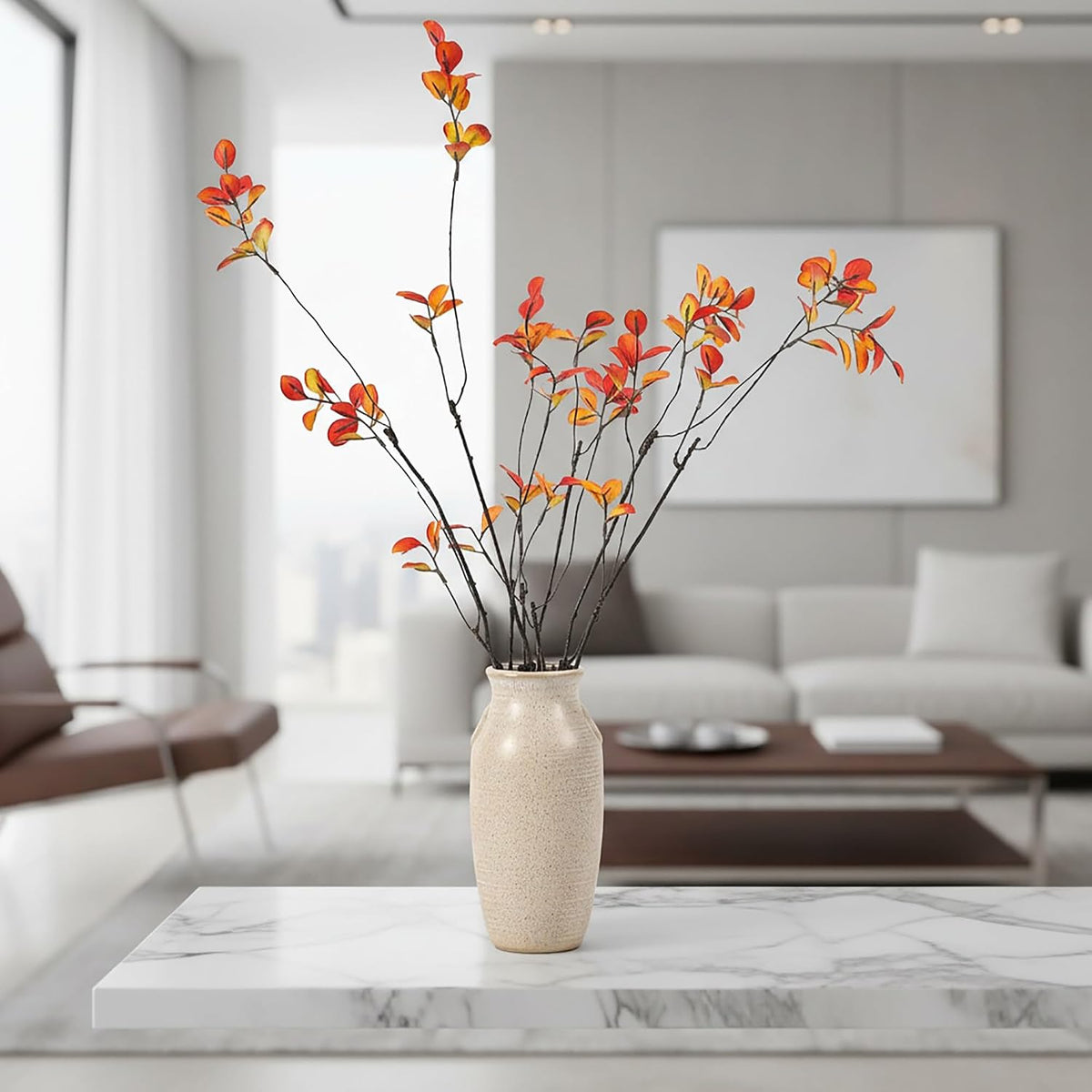 Faux Eucalyptus Stems for Vase, Artificial Greenery Branches 5pcs