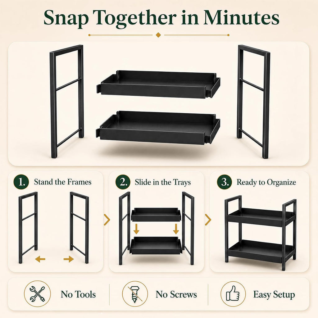 2 Tier Mens Bathroom Counter Shelf Organizer for Skincare Makeup