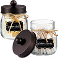 Amolliar Glass Mason Jar Qtip Dispenser Holder/Bronze, 2 Pack