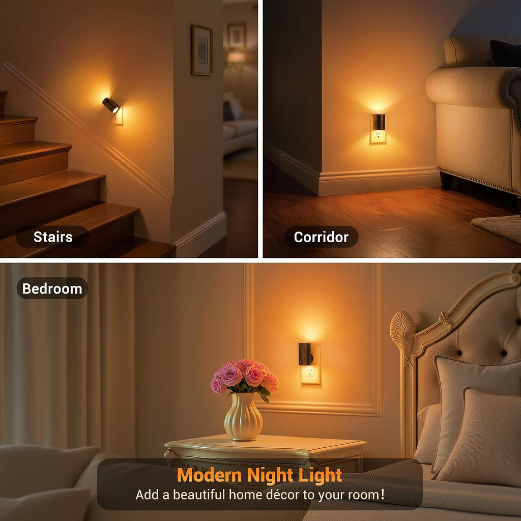 JandCase LED Night Light Plug in,Rotating Night Lights Plug into Wall Amber
