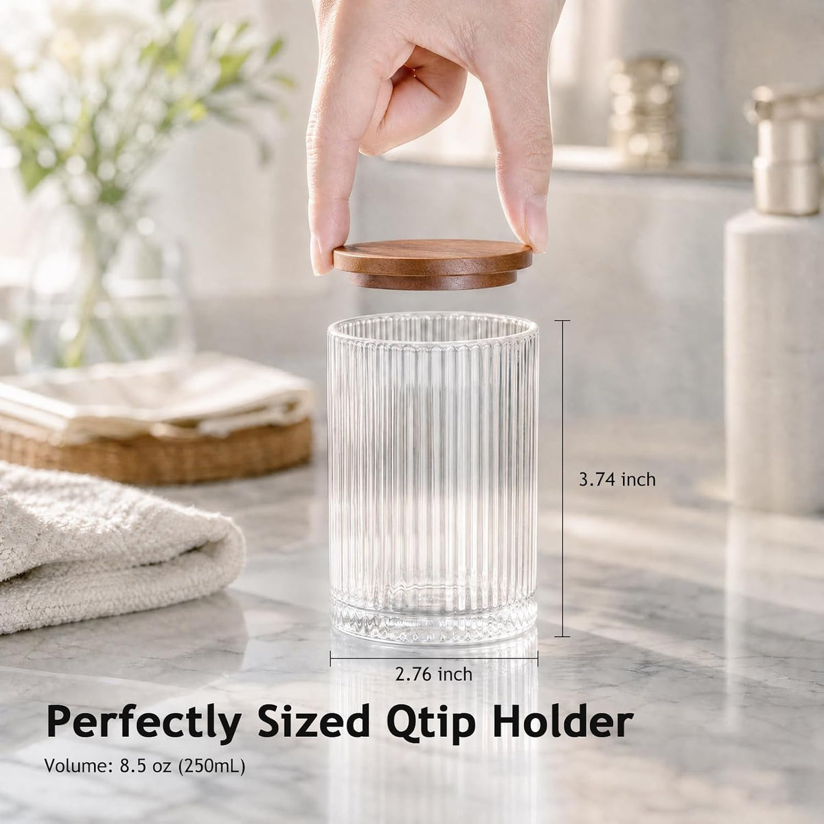 SheeChung 2 Pack Glass Apothecary Jar with Dark Wood Lid