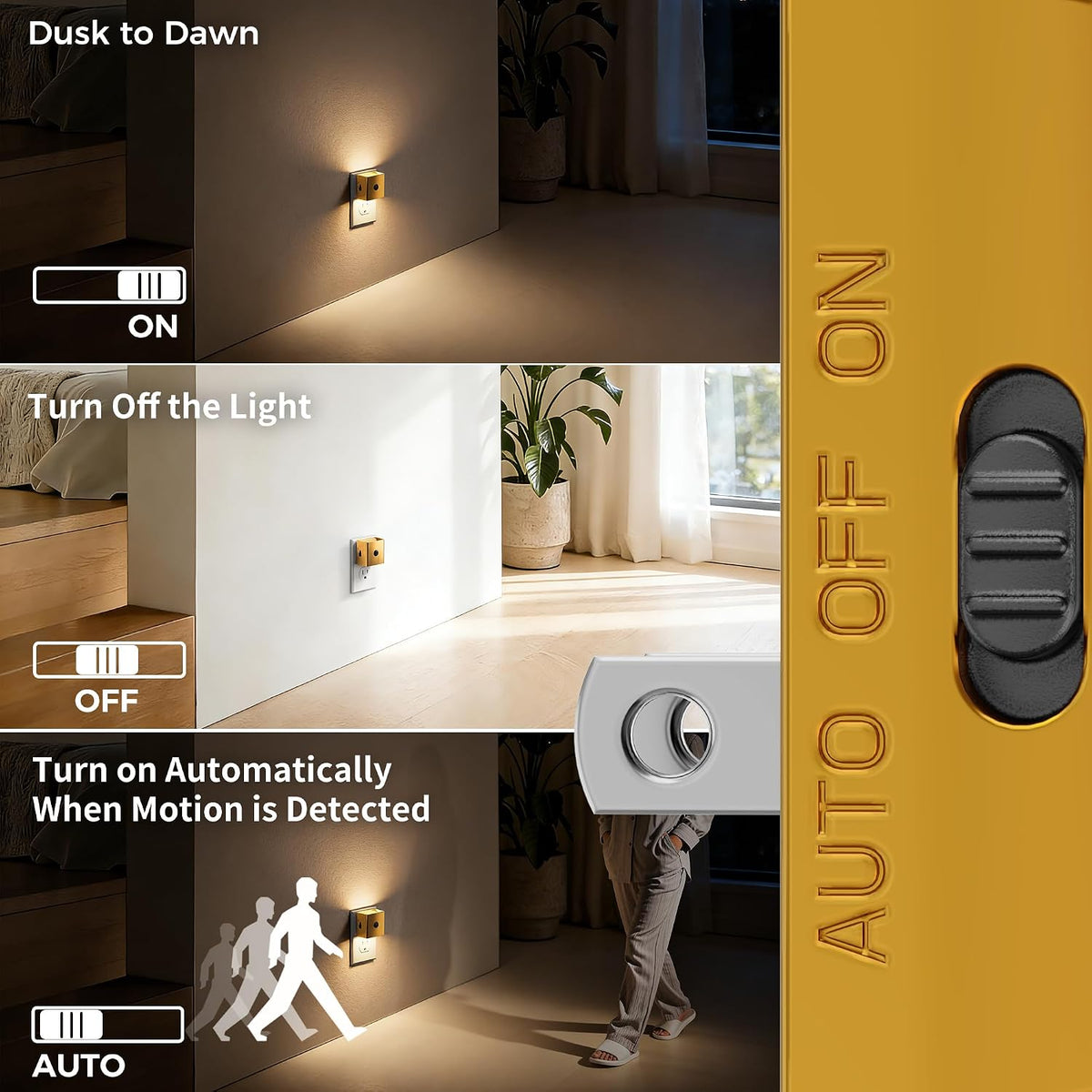 DORESshop LED Plug in Night Light,Motion Sensor Dusk to Dawn Night Light