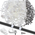 Hicarer 100 Pcs R-Type Cable Clips with Screws Wire Cord,White,1/2inch