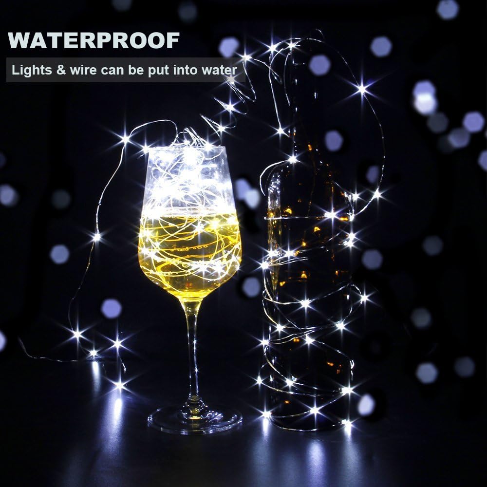 CYLAPEX 12 Pack Fairy Lights Battery Operated 7ft 20 LED Mini String Lights Silver Wire Firefly Starry Moon Lights for Wedding Mason Jars Party Christmas Centerpiece Table Decorations, Cool White