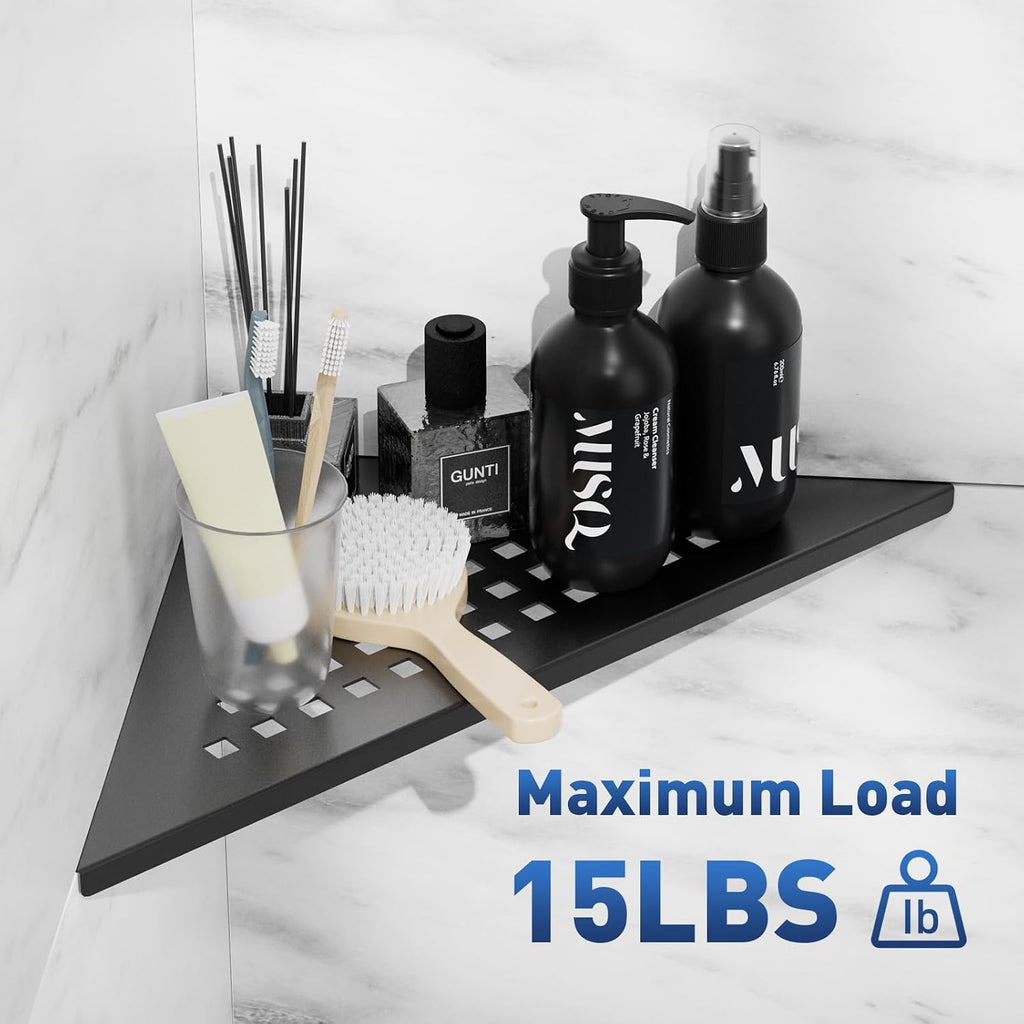 lives Shower Corner Shelf 2 Pack, 10-Inch 304 Stainless Steel, Black Square