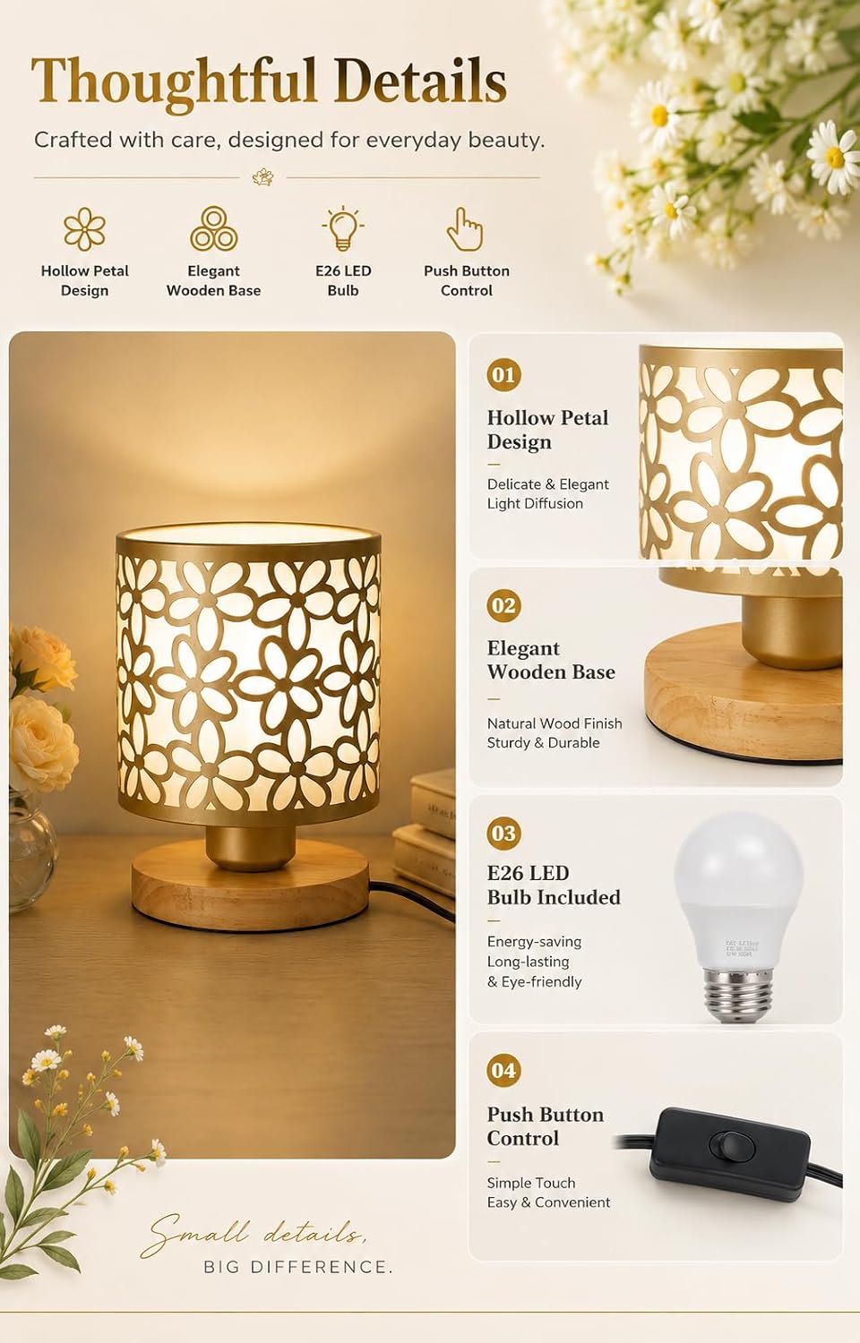Gold Small Table Lamp