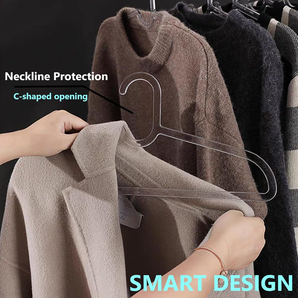 Clothes Hangers 30 Pack, 16" Heavy Duty Coat Hanger, Clear Acrylic Hangar, Non-slip Short Neck Hanger for Closet, Space Saving Slim Thin Perchas for Adult Suit, T-shirt, Jacket, Dress, Blouse Clothing