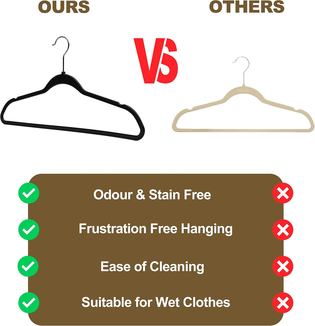 Quality Hangers 20 Pack Plastic Hangers for Clothes - Slim Non-Velvet Hangers with 360° Swivel Chrome Hook & Non Slip Notches - Ideal for Dresses Coats Shirts Jackets & More - Black